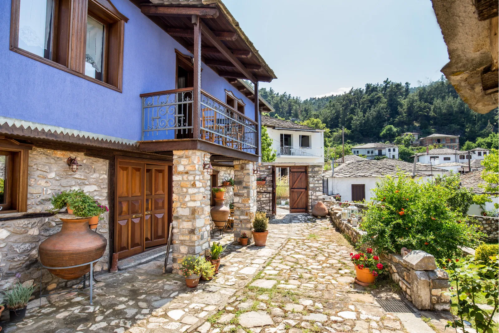 Exterior, courtyard, and village view 28 at Maroyda Stonehouse in Panagia, Thassos