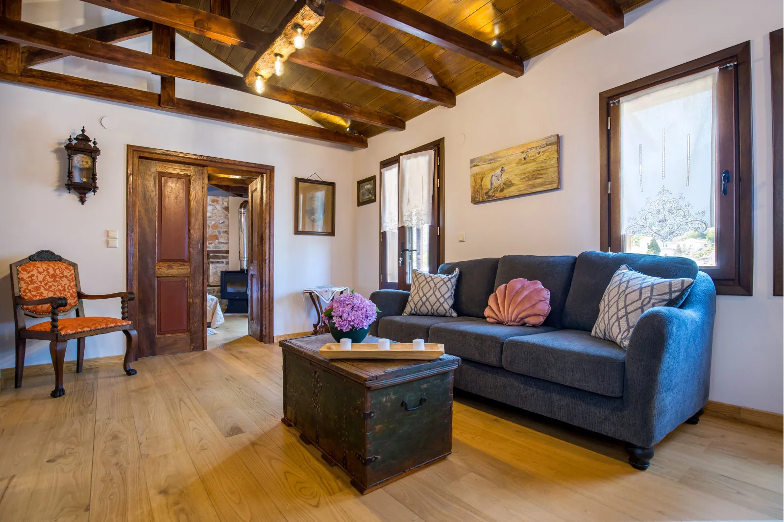 Salon and living space 11 at Maroyda Stonehouse in Panagia, Thassos