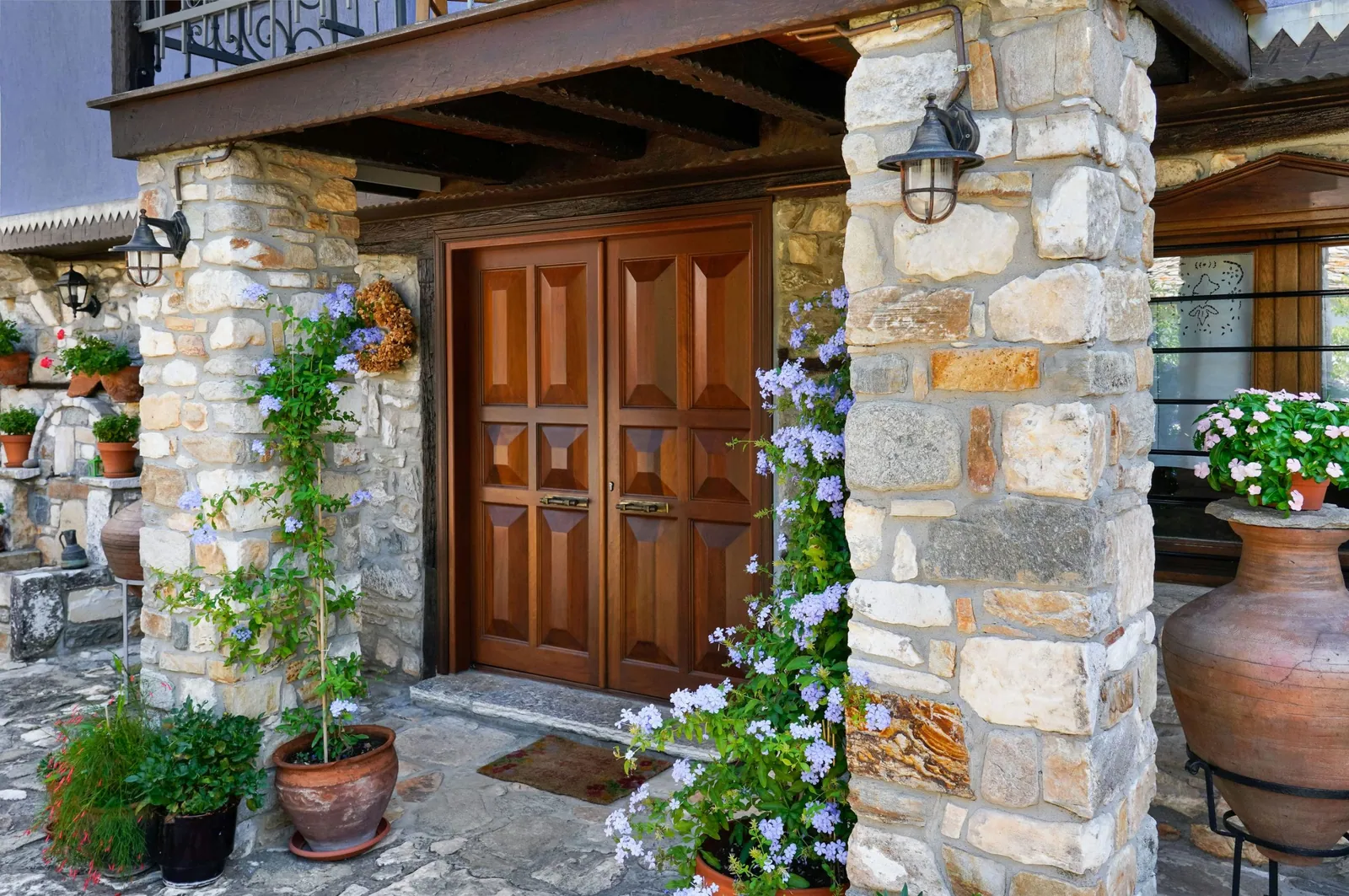 Exterior, courtyard, and village view 7 at Maroyda Stonehouse in Panagia, Thassos