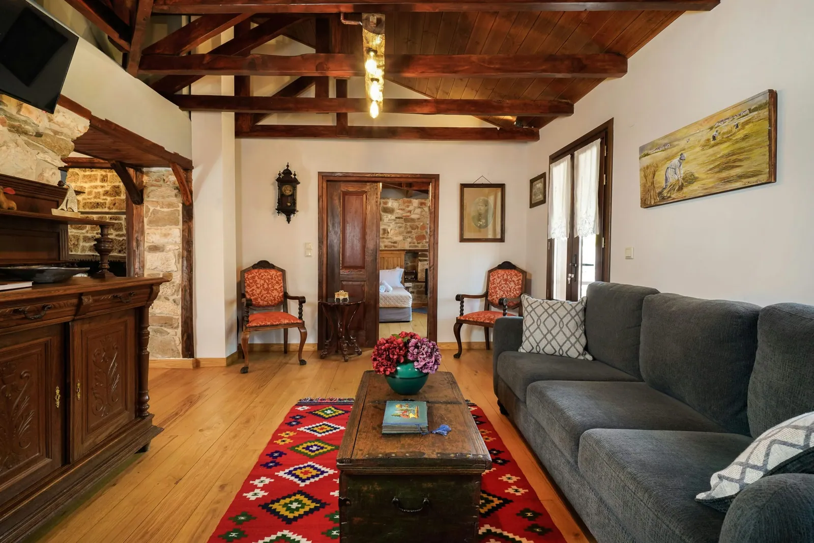 Salon and living space 8 at Maroyda Stonehouse in Panagia, Thassos