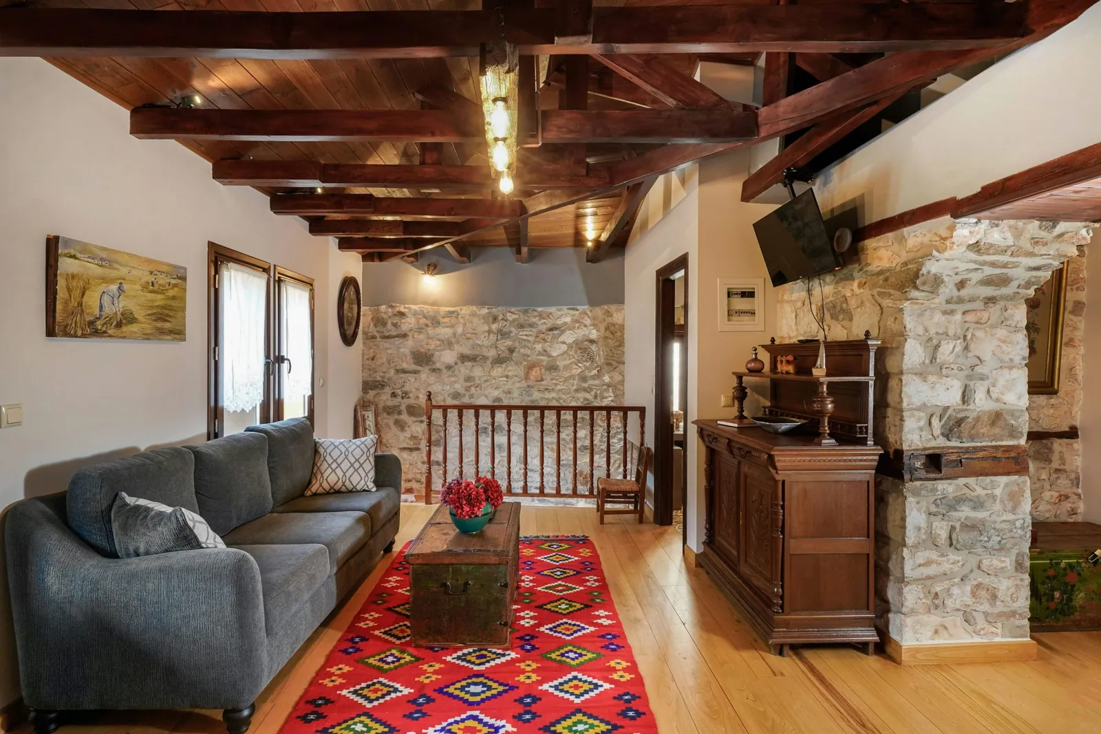 Salon and living space 7 at Maroyda Stonehouse in Panagia, Thassos