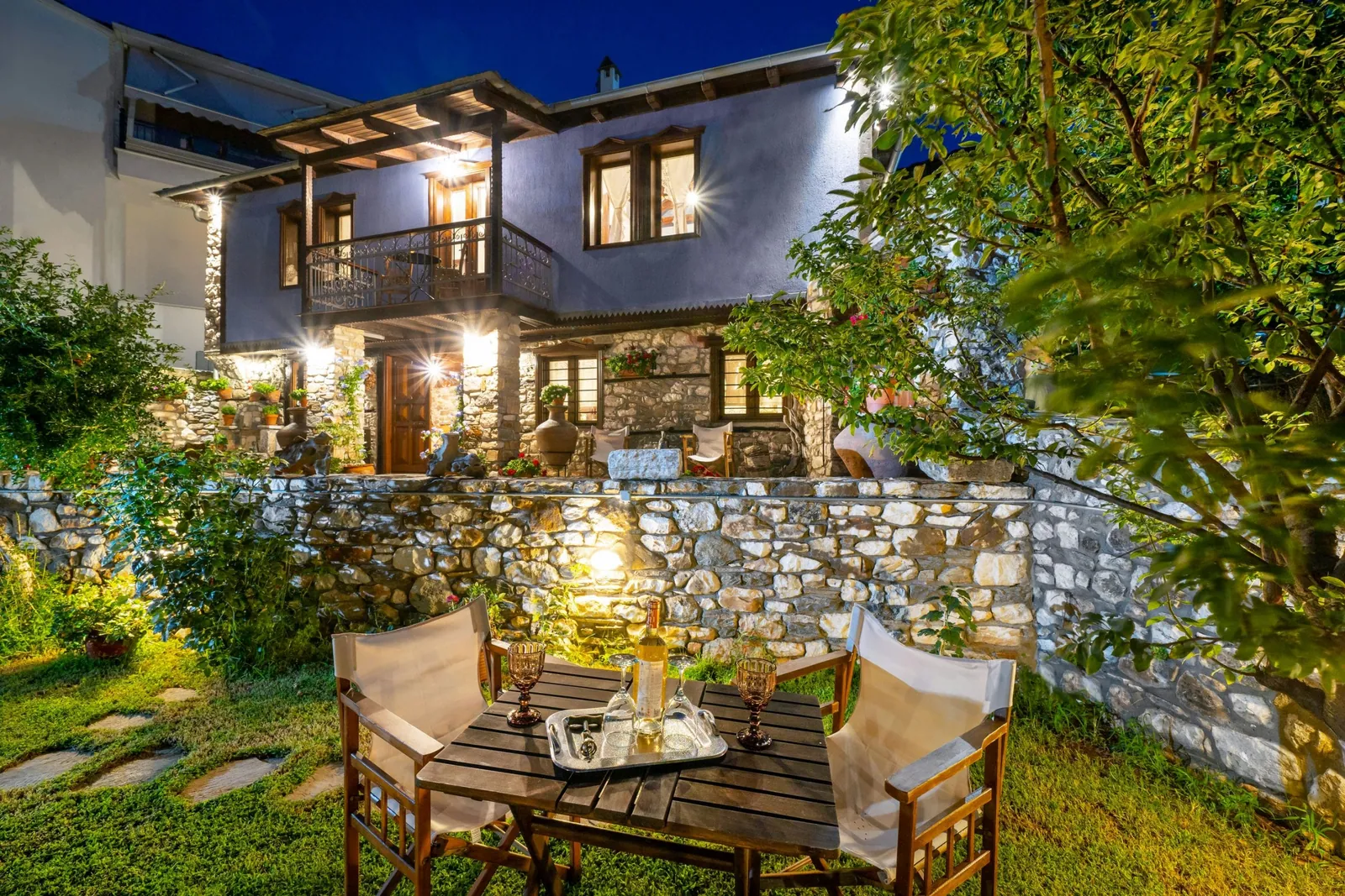 Exterior, courtyard, and village view 4 at Maroyda Stonehouse in Panagia, Thassos